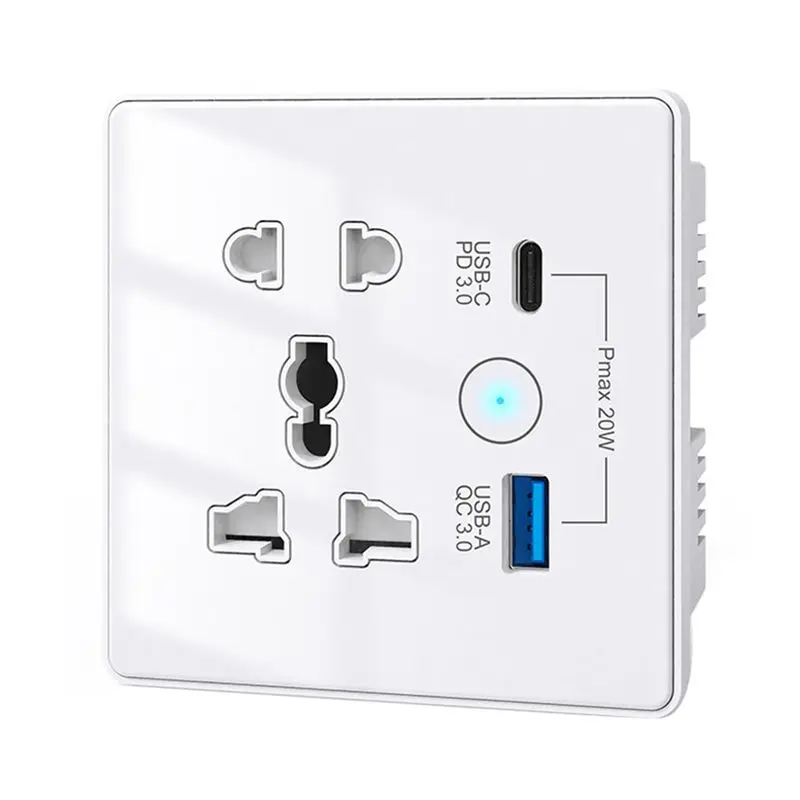

AEE8-Tuya Wifi Smart Socket UK US EU Universal Plug USB 3.0 Type-C Port Outlet Smart Home Tuya App Works With Google Home