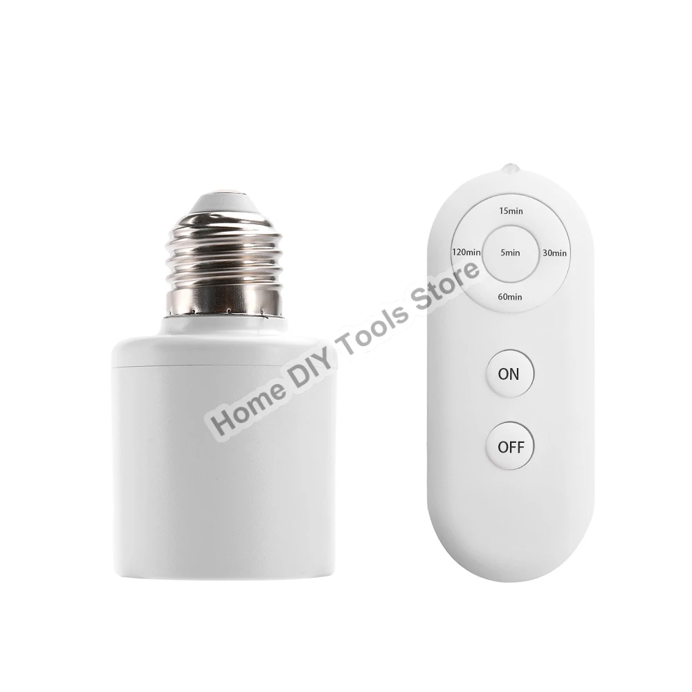 E27 Wireless Remote Control Smart Timer Light Socket Switch AC110-240V Socket Lamp Base Adapter ON/OFF for Smart Home Automation