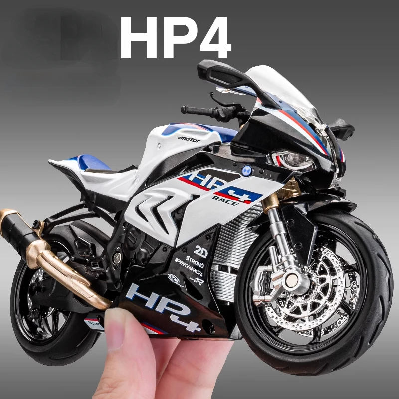 

Модель мотоцикла BMW HP4 в масштабе 1:12, модель из сплава, амортизаторы, со звуком и фото, Коллекция игрушечных автомобилей, подарок для детей, M64