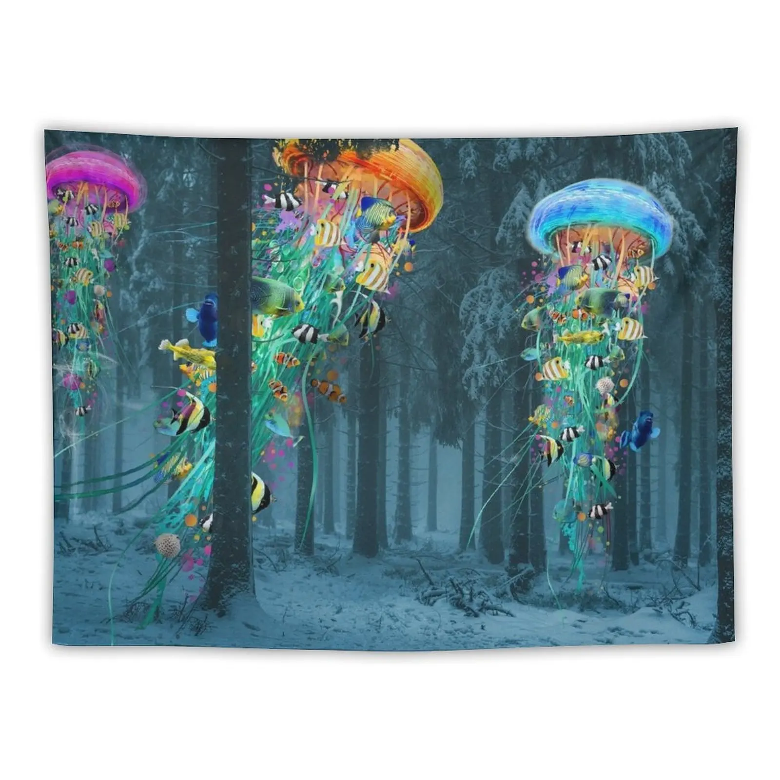 A New Winter forest of Electric Jellyfish Tapestry House Decoration Room Decorator Tapestry