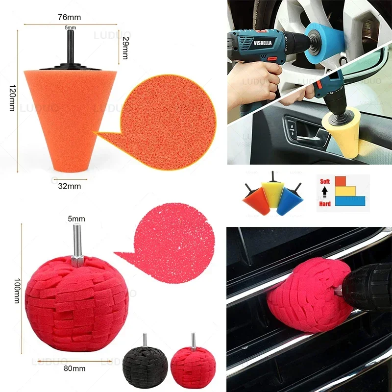 7PCS Car Polish Kit Polishing Pad Polishing Disc 3inch Waxing Cleaning Buffing Pad Headlight Renovation for Car Polish