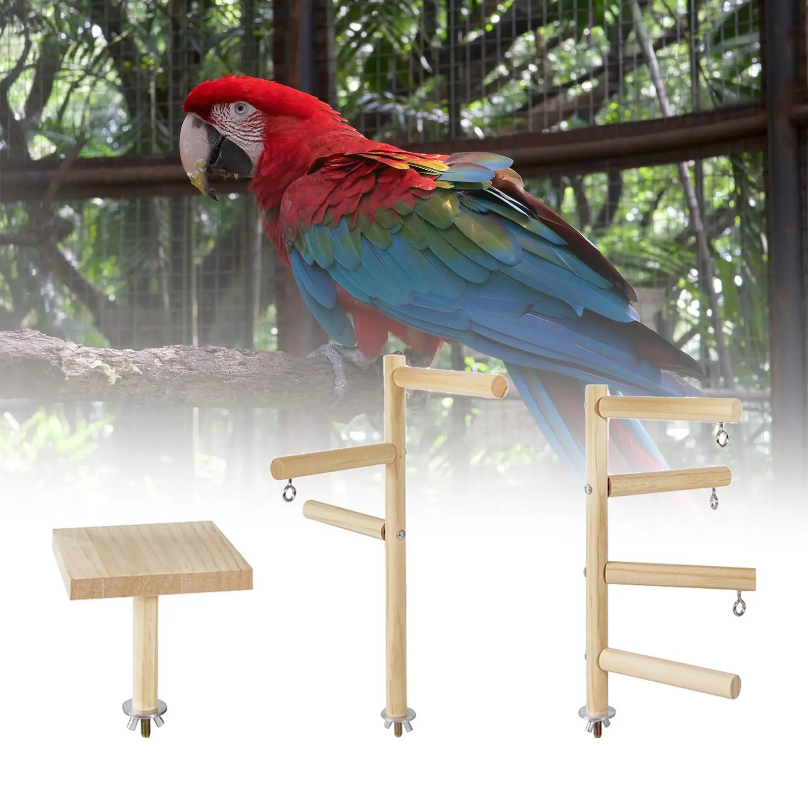 Wooden Perch for Birds Activity And Training Playstand for Lovebird Parakeet Budgie