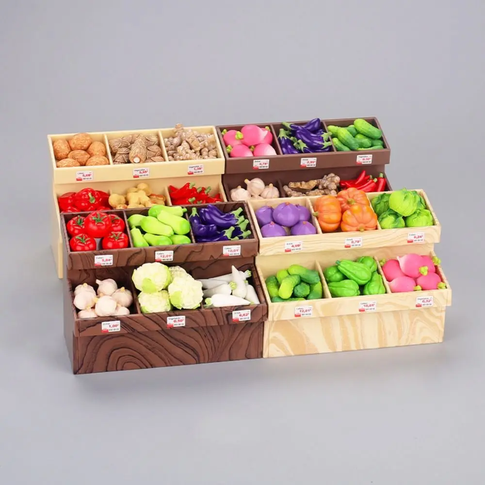 Miniature Furniture Doll Mini Vegetable Rack Supermarket Display Shelf Fruit Vegetable Stall Rack Snack Cabinet Storage Toy