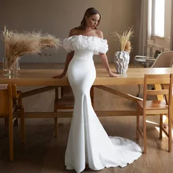 Robe de mariée sirène à manches longues, tunique sexy, avec traîne, sur mesure, 2024