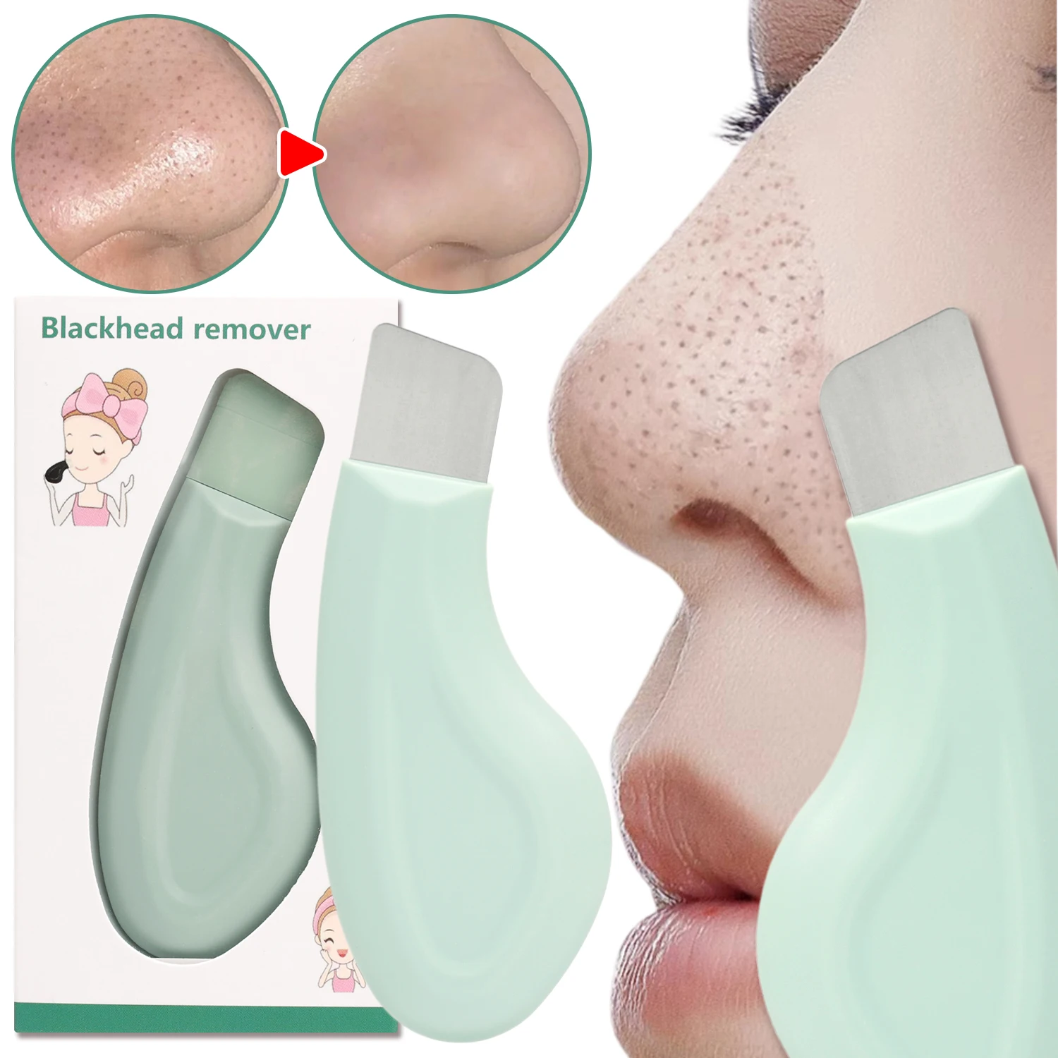 Stainless Steel Nose Blackhead Cleaner Mini Manual Pore Cleaning Shovel Remove Blackheads Pimples Deep Cleansing Tool Skin Care