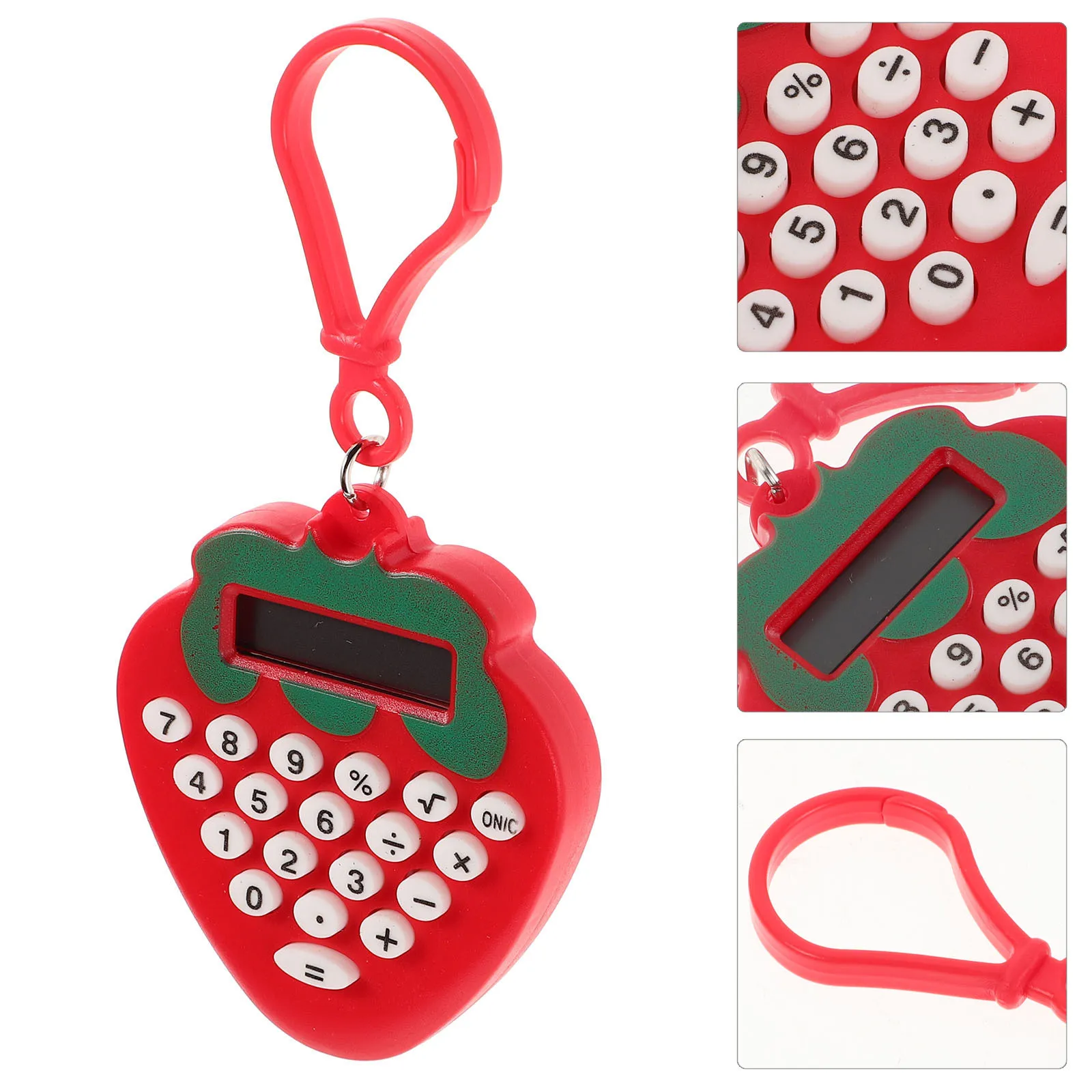 

2Pcs Mini Calculator Keychain Red Strawberry Style Compact Travel Calculator for Student School Supplies Math Homework Daily
