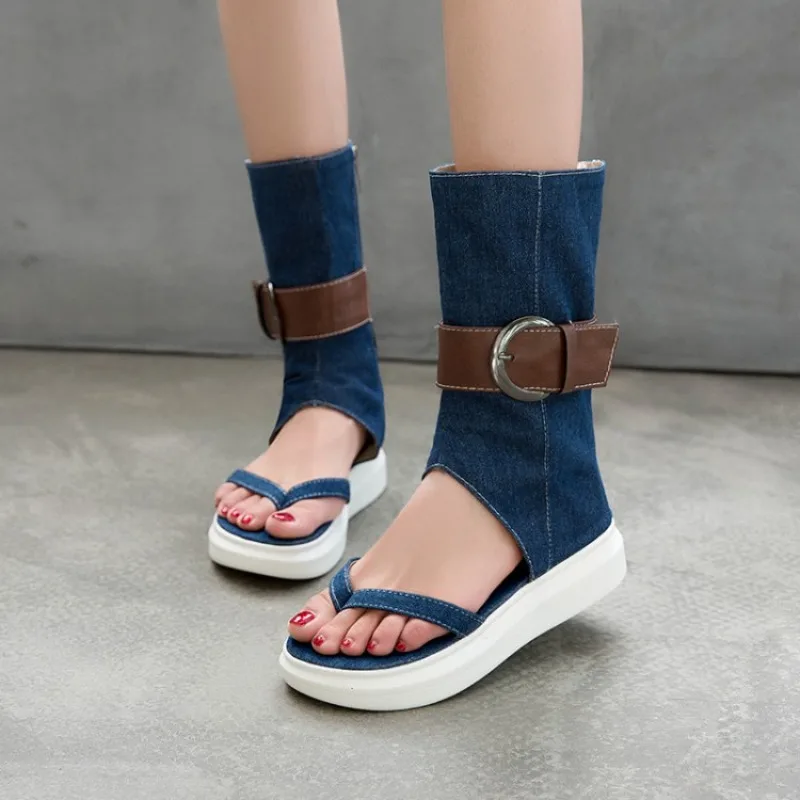 2026 Spring and Autumn New Women's Summer Denim Sandals Fashion Classic Fighting Style Fashion Sandals