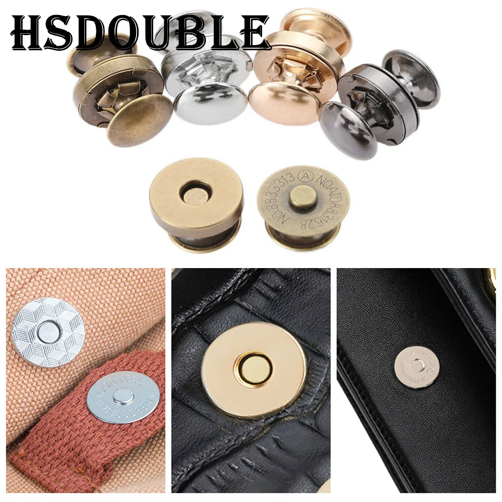 10 Sets Metal Double Rivet Magnetic Clasps Buttons Fastener Bag Press Buckle Purses Handbag Clothes DIY 14/18mm