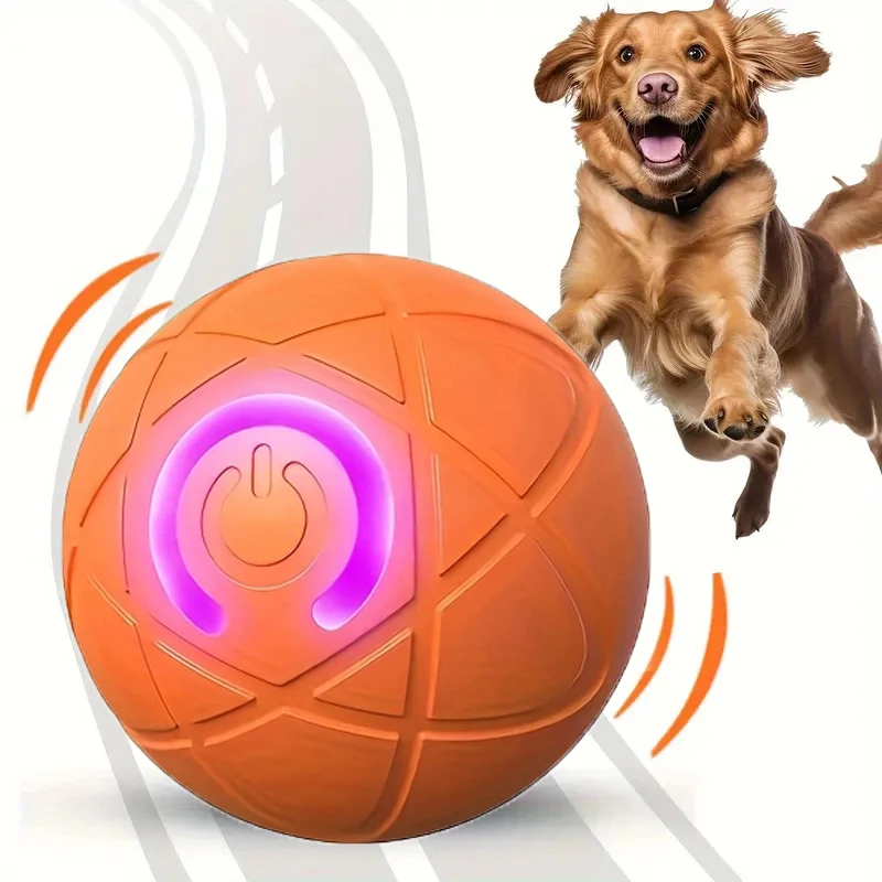 Juguetes para perros y gatos con pelota rodante automática, juguetes interactivos y duraderos para masticar perros, juguetes para hacer ejercicio con pelota elástica para perros