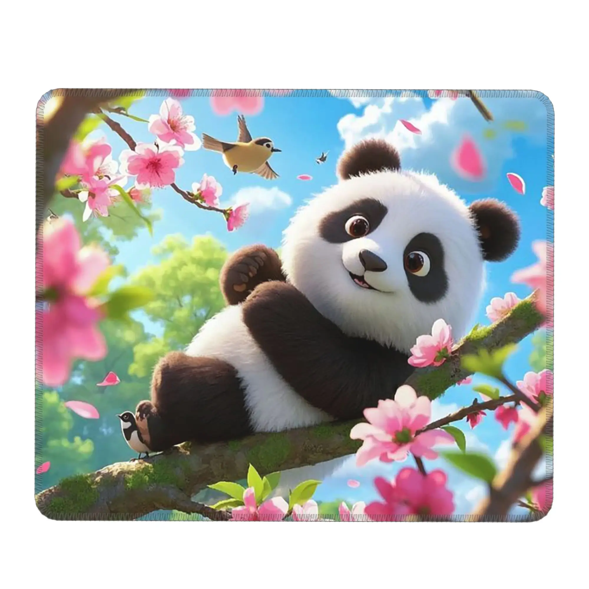 Panda In A Peach Blossom Branch Mouse Pad Computer Keyboard Mouse Mat Gaming PC Laptop Desk Mat Office Table Mats