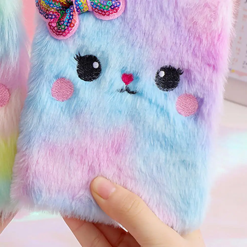 Diary Book 80 Pages Smooth Writing Plush Cartoon Animal Daily Planner for Girls