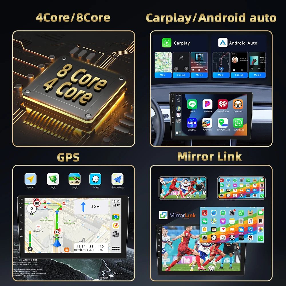 Podofo Radio para Auto 8 Núcleos 8+128G 4G para Opel Corsa 2015/Opel Adam 2013-2016 Autoradio WIFI GPS Navegación DAB AM FM RDS Carplay Android Auto Reproductor Multimedia 3