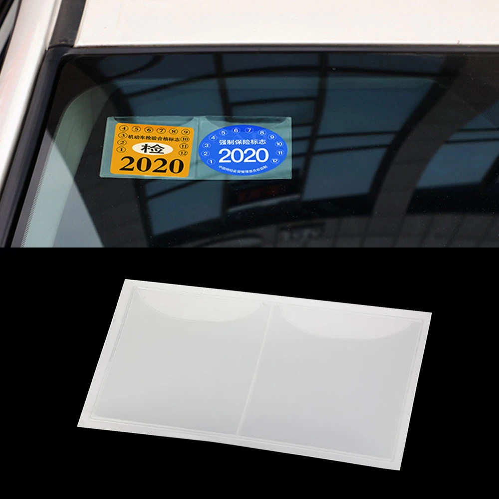 Car Tax Disc Holders Auto Insurance Stickers Tear-free Bag Annual Inspection Bag Exterior Accessories Windshield ESD Sticker