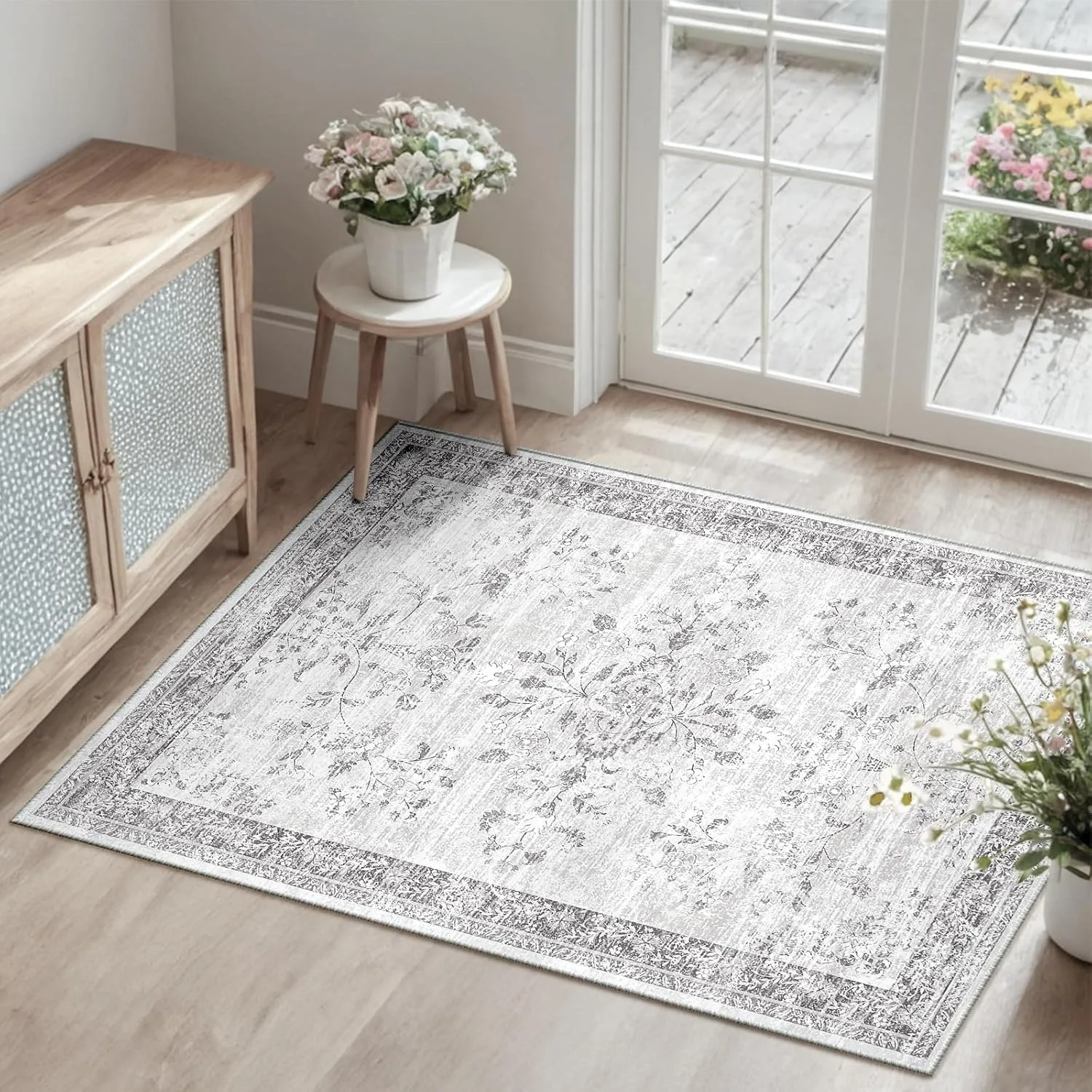 Vintage Floral Area Rug Series Classic Botanical Print Floor Mat For Living Room  Vintage Home Aesthetic