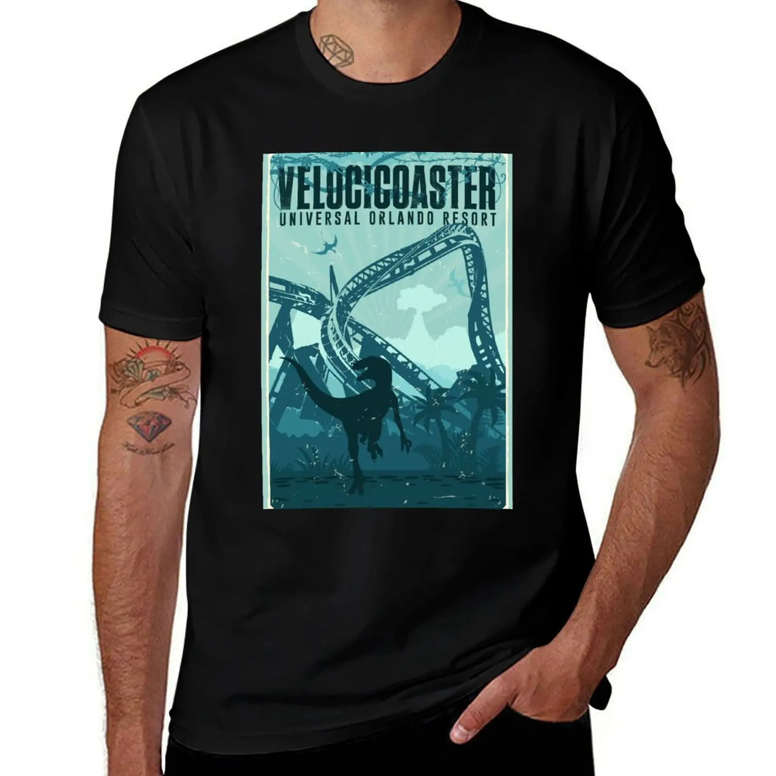 Roller coaster poster 5 T-Shirt t shirts for man cotton T-Shirt
