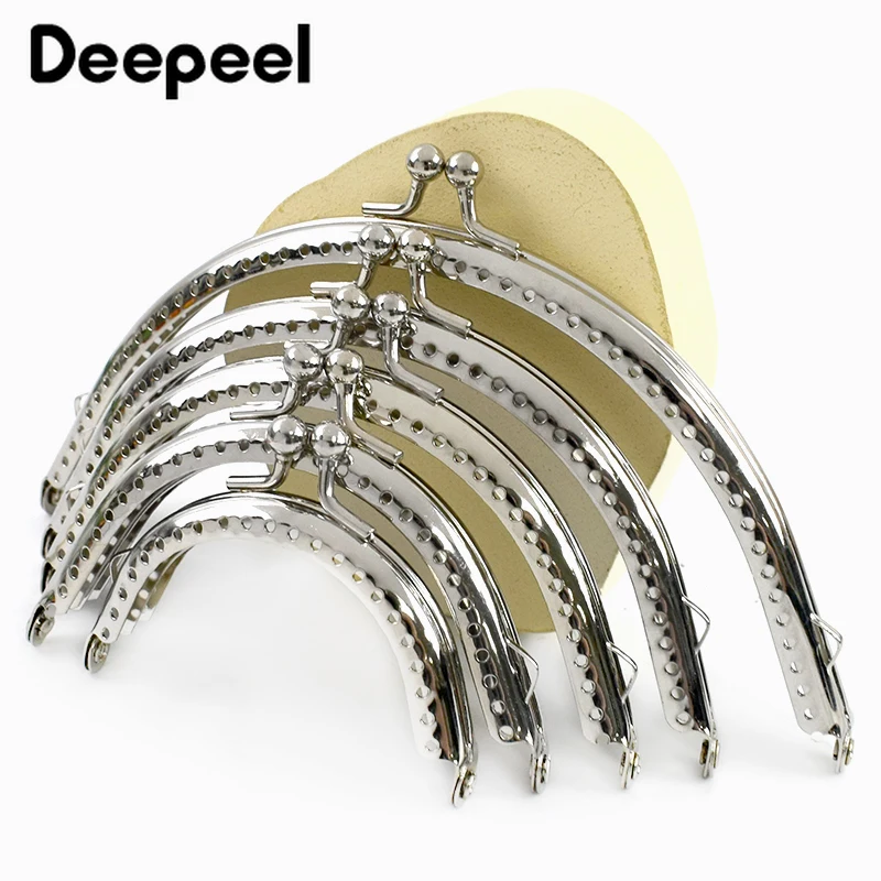 5Pcs Silver Metal Bag Handles 6.5-15.5cm Purse Frame Kiss Clasp for Handbag Handle DIY Wallet Sewing Brackets Bags Accessories