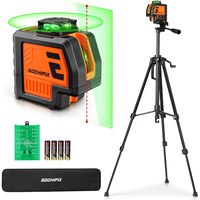 GOCHIFIX 360° Laser Level with Tripod 5 Lines Laser Level 2 Plumb Dots Self Leveling Green Line Laser Level Tool