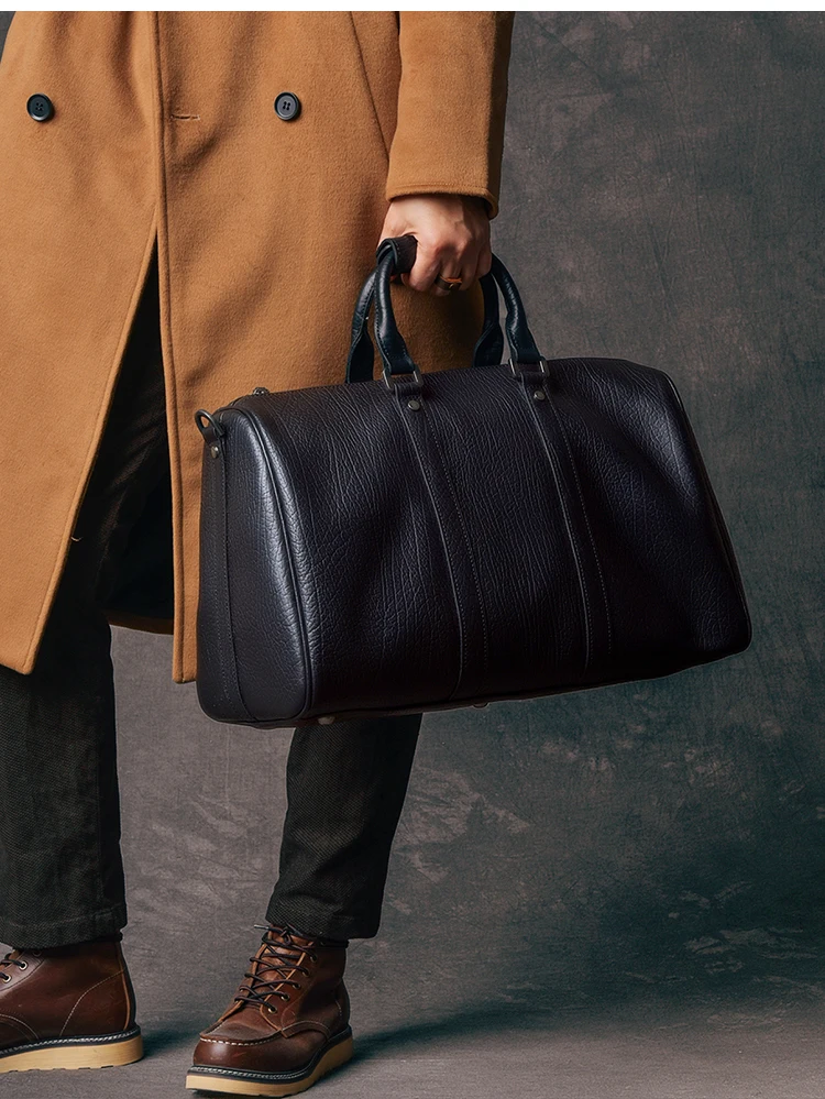Vintage Designer handgemachte echtes Leder Herren Reisetasche Outdoor Fitness Luxus Rindsleder Damen Handtasche mit großem Fassungsvermögen – Detail 8