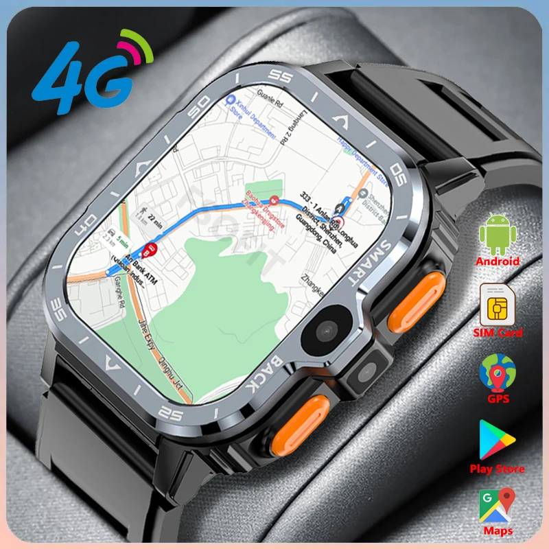 2.03-inch HD 4G Network 200+800W Dual Camera Smart Watch Bluetooth Wifi SIM Card NFC GPS Call Google Play Android Smartwatch