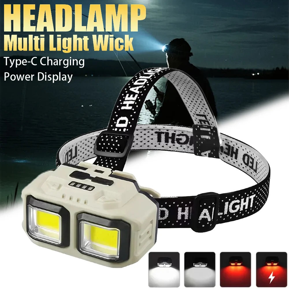 

Powerful LED Headlamp Torch USB Rechargeable Flashlight Headlight Waterproof Head Light Camping Fishing Mining Light Lamp Torch