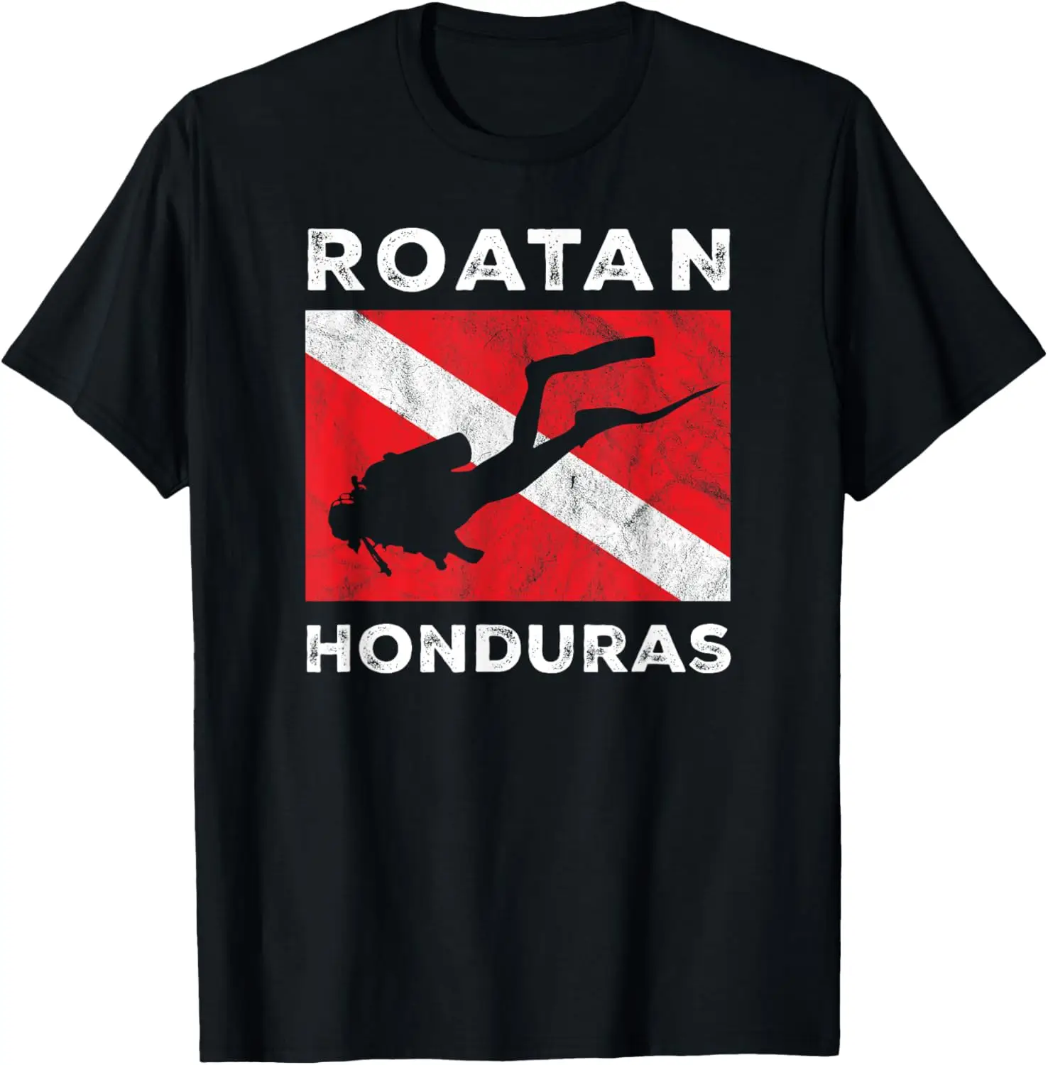 Retro Roatan Honduras Scuba Dive Vintage Dive Flag Diving T-Shirt