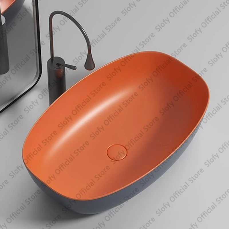 

Роскошный овальный художественный умывальник, бытовая раковина для ванной комнаты в отеле, высококачественные керамические умывальники, изысканные художественные раковины на столешнице