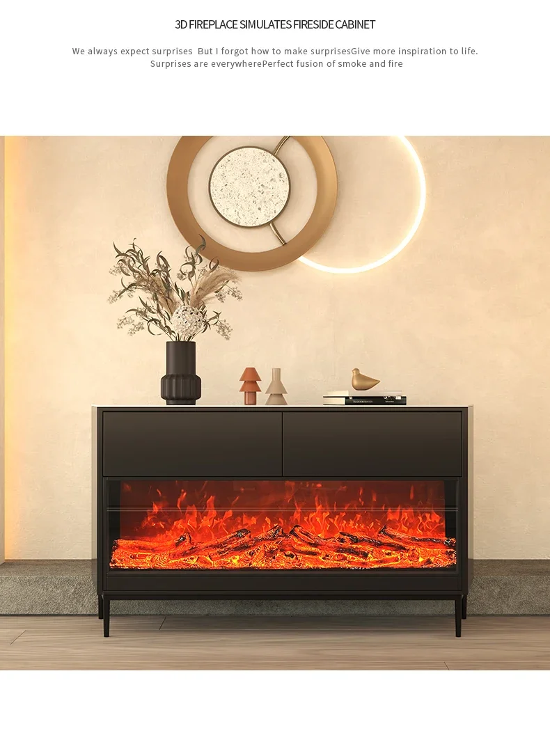 

Minimalist side cabinet Slate Italian modern simple solid wood fireplace decorative locker