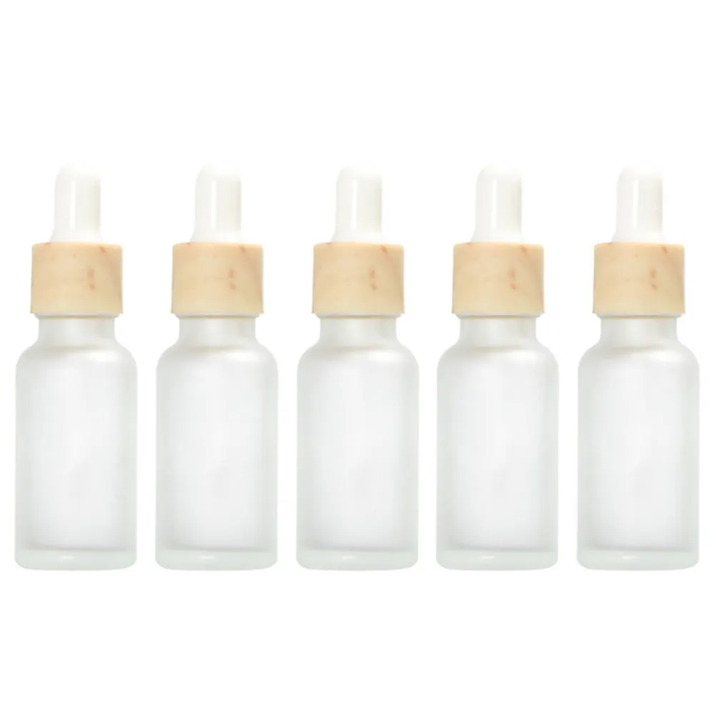 5Pcs Frosted Glass Dropper Bottle Subpackaging Transparent Refillable Container Portable Travel Essential Oils Lotion