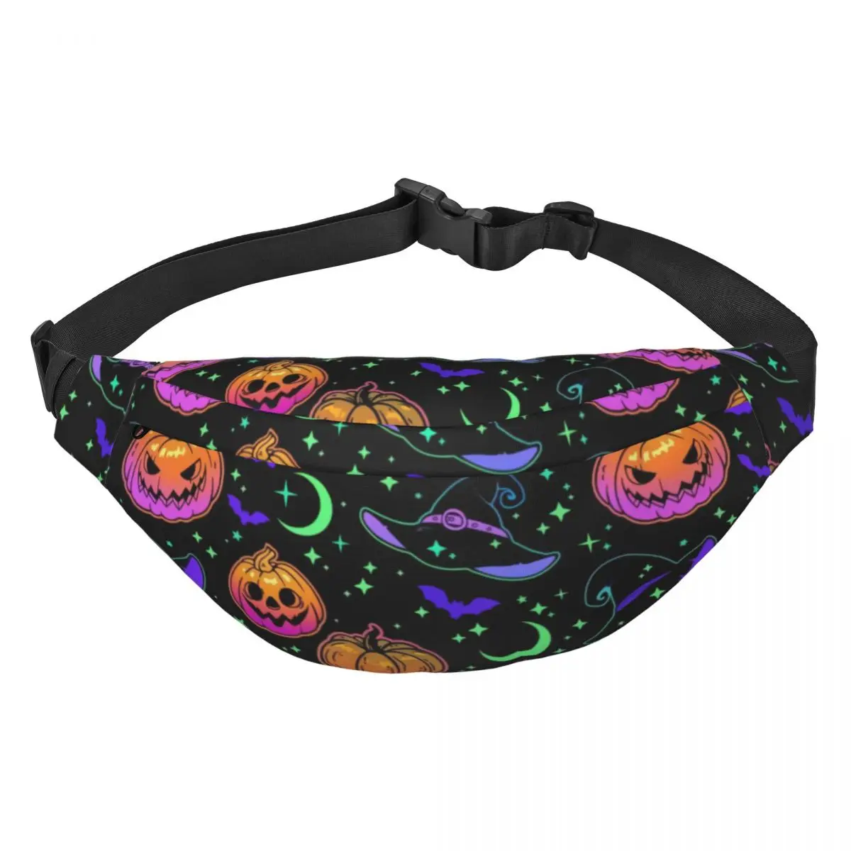 Niestandardowe Halloween Witch Pumpkin Bats Magic Mysterious Horror Fanny Pack Sling Crossbody Waist Bag Travel Hiking Phone Money Pouch