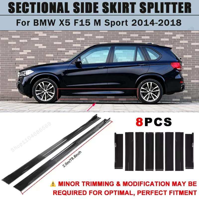 For BMW X5 F15 M Sport 2014-2018 Side Skirts Extension Rocker Panel Splitter 78.7" ABS Plastic Body Kit Tuning 2015 2016 2017