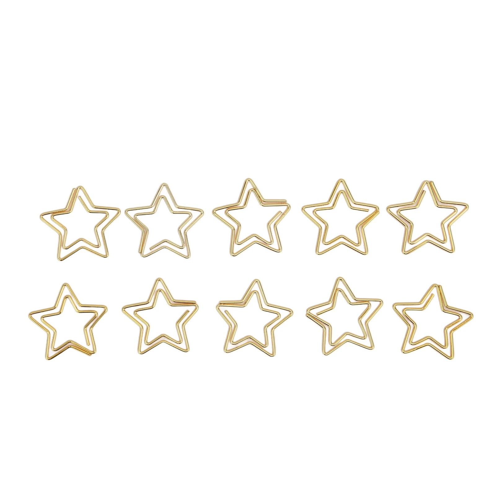 100pcs Star Paper Clips Skid Resistance Plating Process Rust Resistant Cute Paperclips for Office School