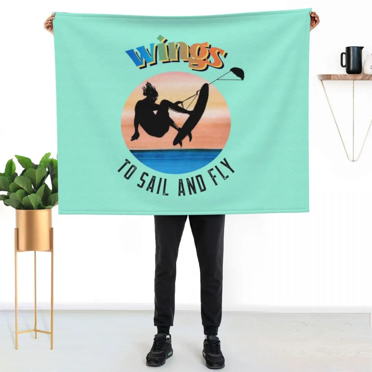

Kytesurfer illustration wings to sail and fly Throw Blanket Soft Warm Blanket Gift for Men Women Adults