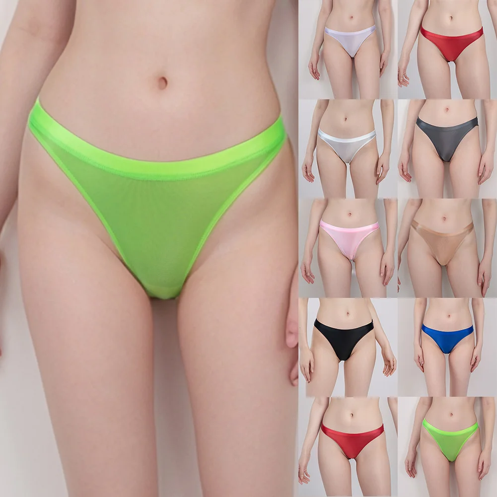 Новые женские сексуальные шелковистые блестящие глянцевые трусики с низкой талией, блестящие трусы, эластичное нижнее белье, дышащее белье, ультратонкие трусики