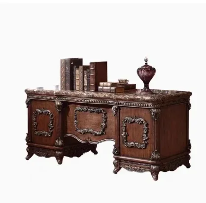

American retro luxury computer desk European solid wood boss desk big desk