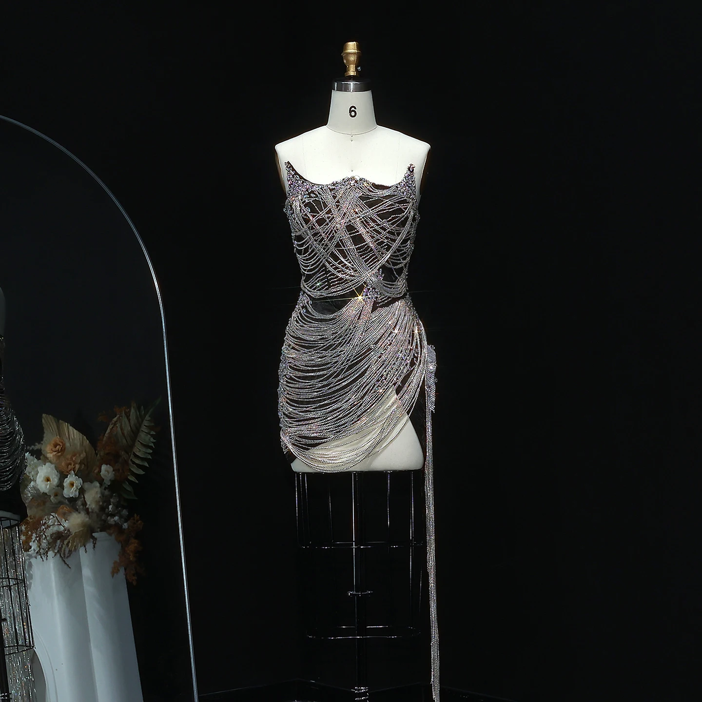 Radia May Strapless Prom Dresses Asymmetrical With Crystal Tassel Sleeveless Sexy Short Formal Party Gown RM012 Customized