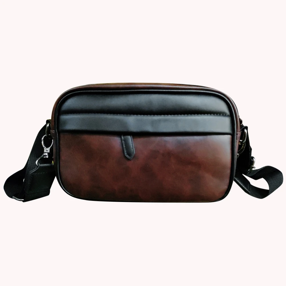 Casual Business Purse Handbag Classic Pattern Men Shoulder Crossbody Bag Wide Strap Small Square for Travel Work Male Sling Bags