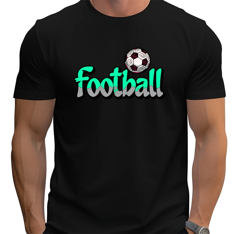 

Забавный мультяшный футбольный мяч, стильная футболка с рисунком, повседневный наряд, свободный топ большого размера в стиле хип-хоп, уличный топ из 100% хлопка