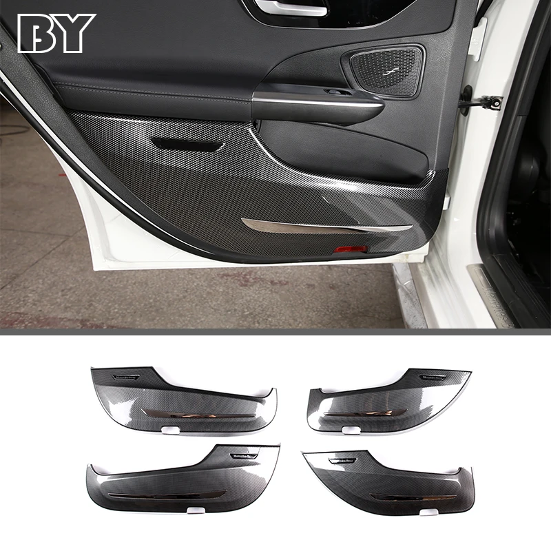 

For Mercedes-Benz C-Class W206 2022 4pcs Carbon Fiber Car Door Anti-kick Protector Mat Decorative Stickers Accessories Interior