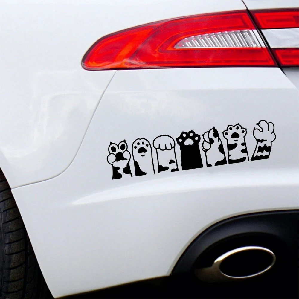 Cute Cat Paws Group Stickers Car Vinyl Decals Windows Bumper Fender Decor Accessories Self-adhesive Labels