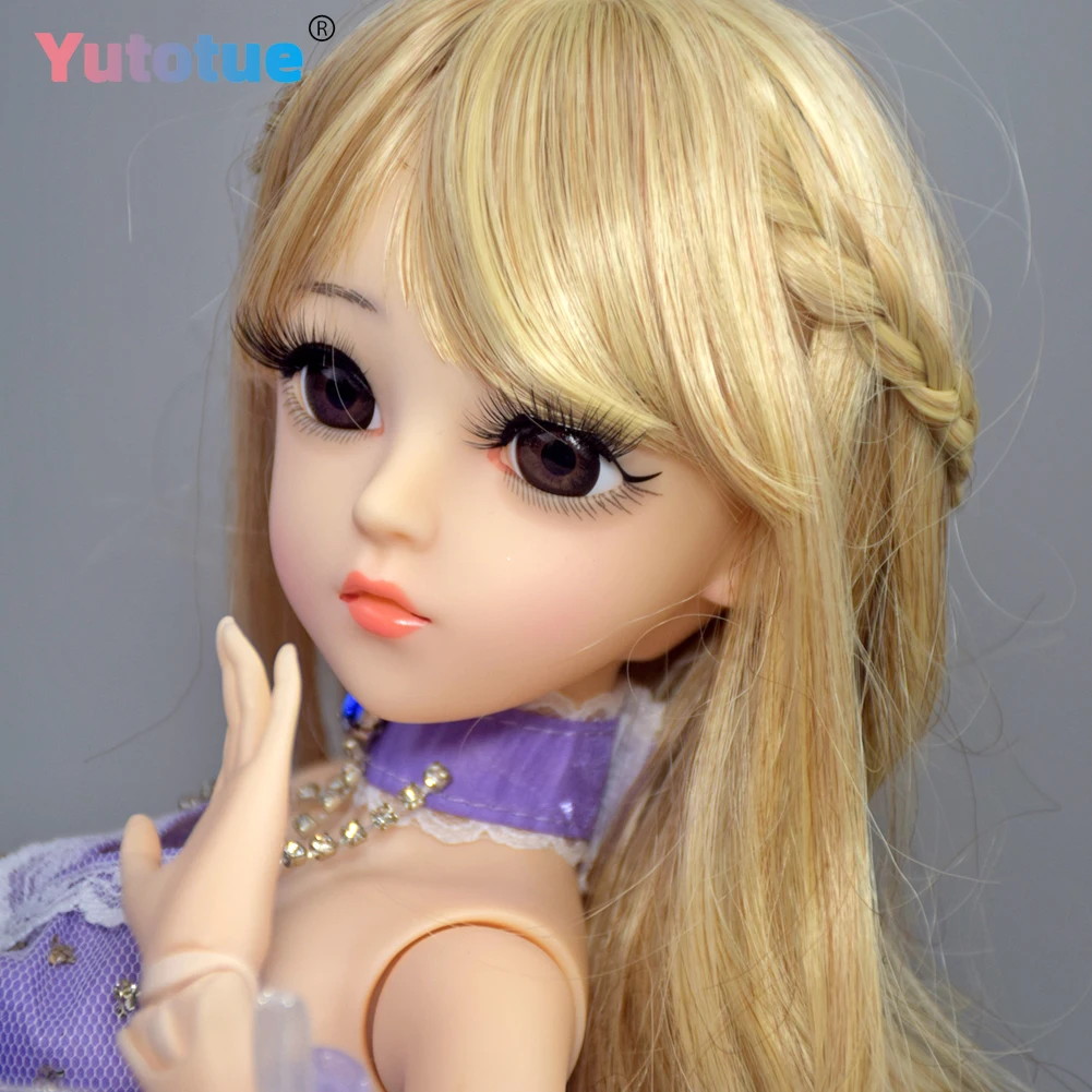 YUTOTUE 1/3 BJD Doll Toy 60cm Height Girl Doll with Princess Dress Shoes Curly Hair with Bangs Wigs Full Set Toy