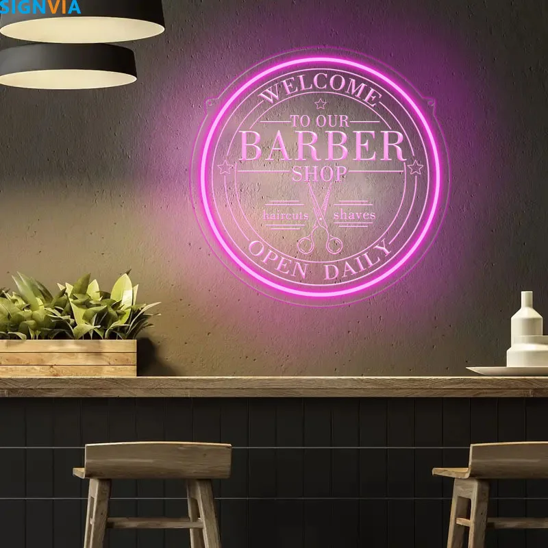 Insegna al neon personalizzata per barbiere retrò, luci da parete alimentate tramite USB con controllo dell'interruttore, ideale per saloni, studi, affari, senza batteria