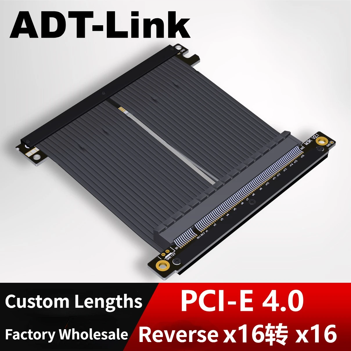 

2024 ADT-Link PCI Express 4.0 x16 Riser Cable Graphics Video Card PC GPU ITX A4 High Speed Reverse Riser Gen4 Flexible Extension