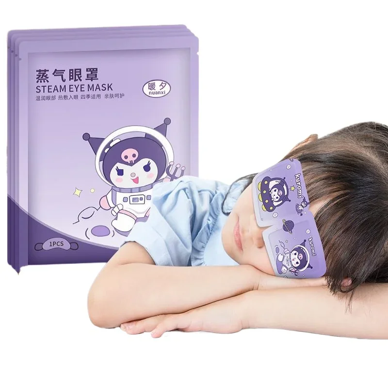 Kuromi Anime Kawaii Sanrio Steam Eye Mask Cute Cartoon Relieves Eye Fatigue Sweet Compress Hot  Eye Cover Gifts for Kids