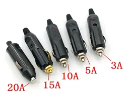 Adaptador de Cable de cargador de fusible Led, enchufe de cigarrillo de alimentación de coche, 3A, 10A, 15A, 20A, 2 piezas