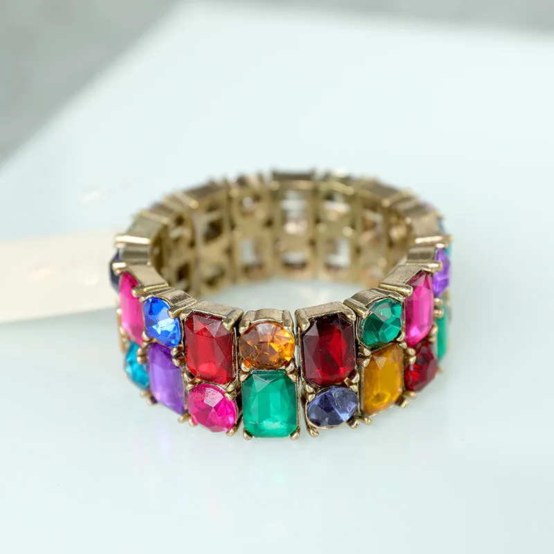 Metallic Colorful Shiny Wide Bracelet Fashion Versatile Fashion Personalized Handwear Women\'s Elastic Bracelet