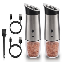 ABHG USB Electric Salt & Pepper Grinder Set,Salt & Pepper Mill With Adjustable Coarseness,170ML,Easy Refillable & Clean