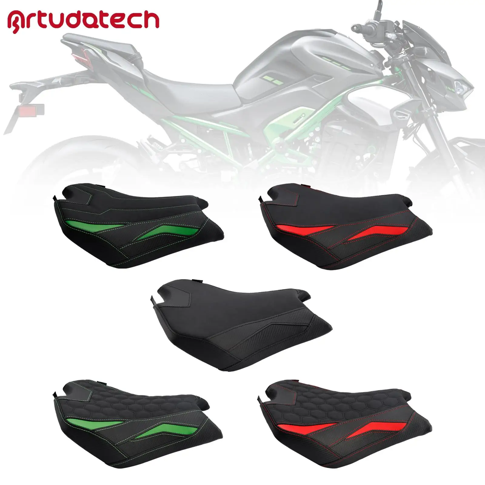 Artudatech Front Driver Raider Seat Pillion Saddle Redb for Kawasaki Ninja 900 Z900 2025+ Black