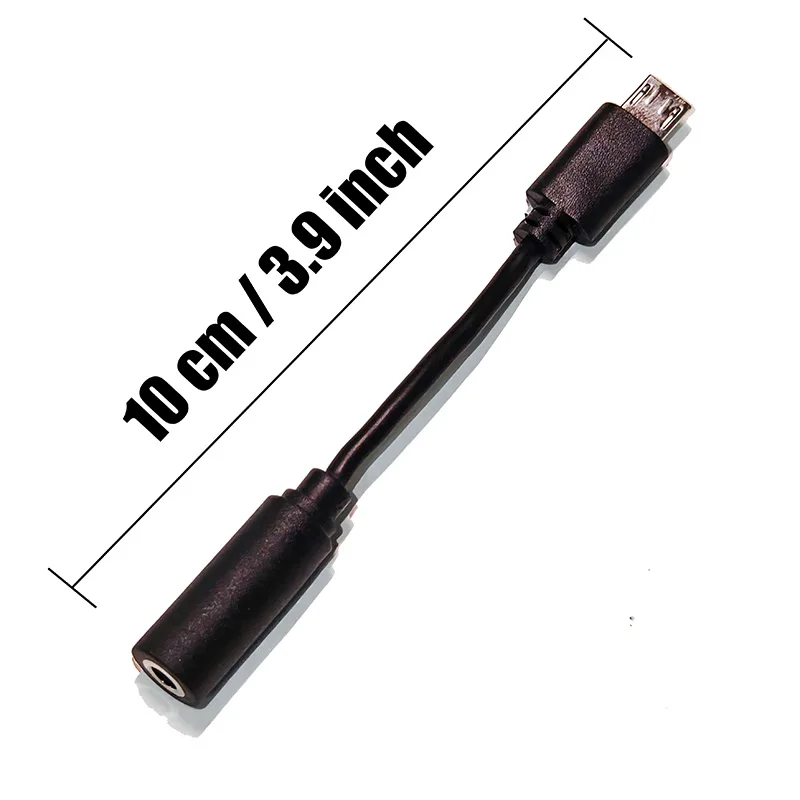 Микро-USB к разъему 3,5 мм для наушников, Кабель-адаптер, гнездо 3,5 мм, аудиокабель, черный, 10 см HY1318