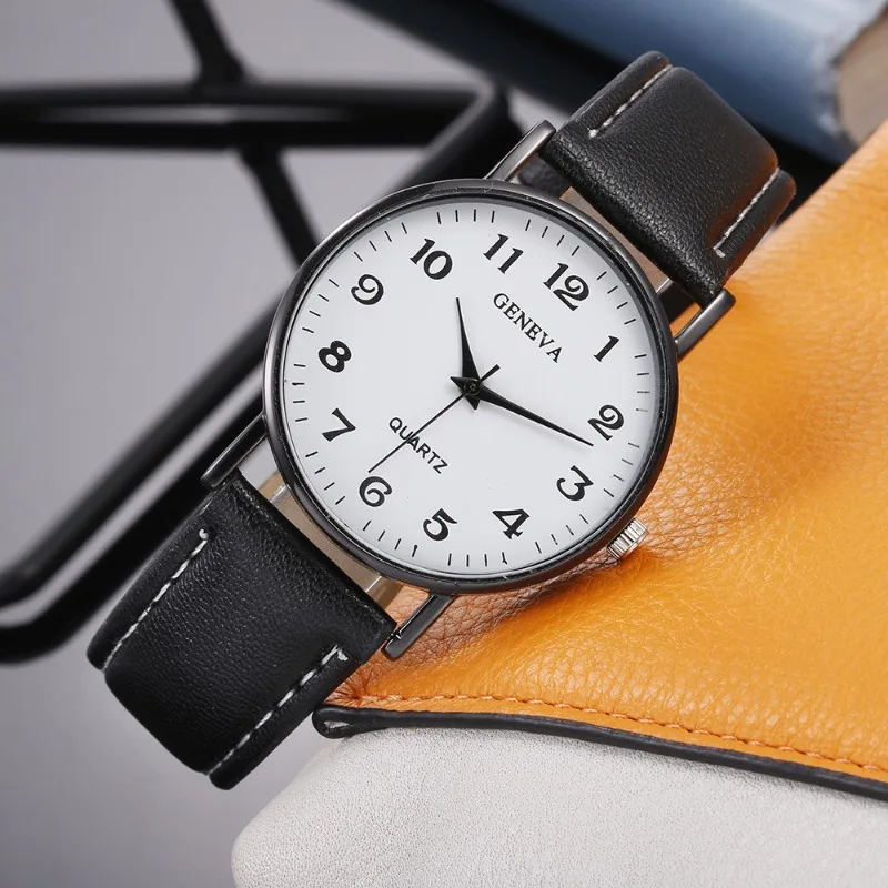 Reloj de cuarzo con correa de cuero redonda para hombre, cronógrafo de lujo a la moda, con esfera de acero inoxidable, informal