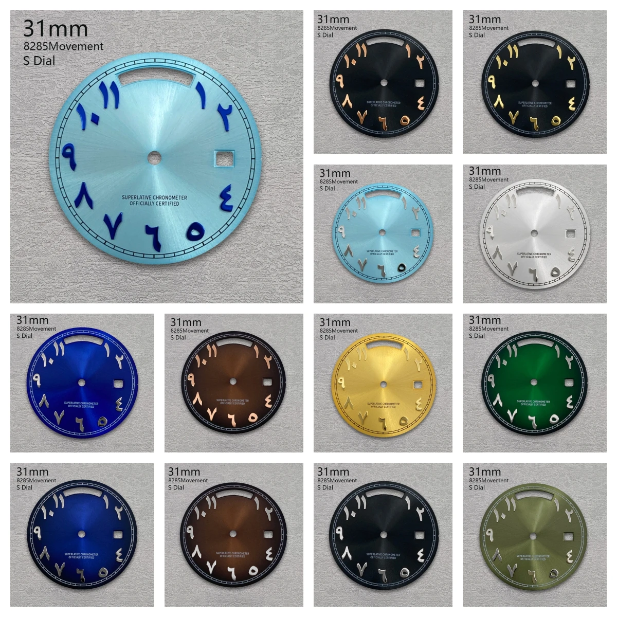 31mm Day And Date S Dial Suitable For 8285 Movement Sunray Arab Dial High-Quality Watch Modification Accessories